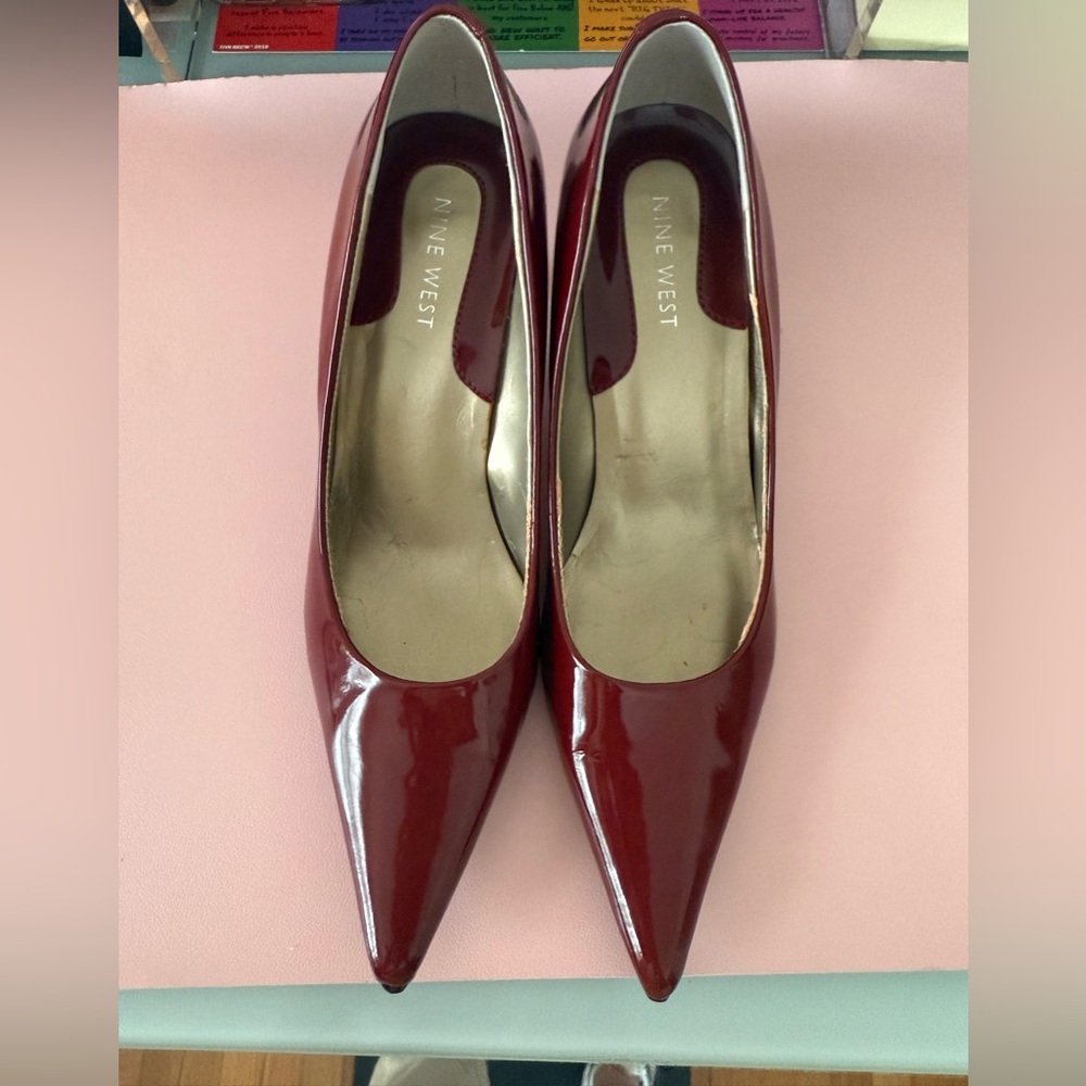 Nine West Red Wine Patent Heels